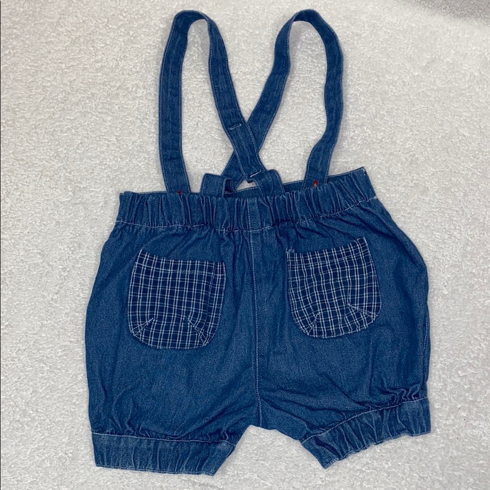 Vintage Kids Denim bubble Suspender Shorts 4t unisex